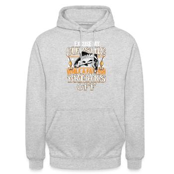 Excuse My Language While A Big Fish Break Off - Unisex Hoodie - Hellgrau meliert - Vorne - Alina (178cm) & Michal (187cm)