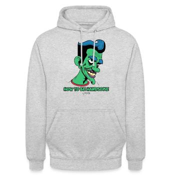 Wie man gut aussieht: Attraktiver Cartoon-Mann - Unisex Hoodie - Hellgrau meliert - Vorne - Alina (178cm) & Michal (187cm)