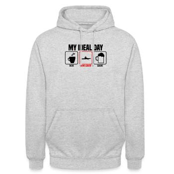 Mein perfekter Tag Kajak Kanu - Unisex Hoodie - Hellgrau meliert - Vorne - Alina (178cm) & Michal (187cm)