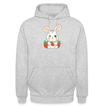 Lapin, lapin, animaux mignons, lapin de Pâques, - Sweat-shirt à capuche unisexe - gris clair chiné - Devant - Alina (178cm) & Michal (187cm)