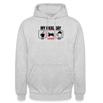 Mein perfekter Tag Traktorfahrer Landwirt - Unisex Hoodie - Hellgrau meliert - Vorne - Alina (178cm) & Michal (187cm)