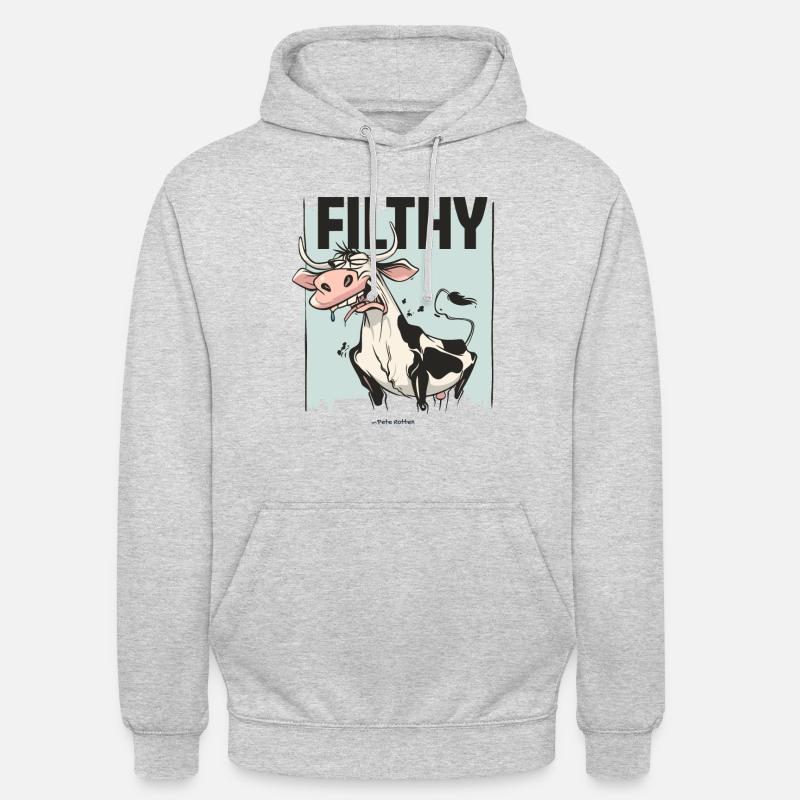 Angeekelte Kuh, dreckig und schmuddelig - Unisex Hoodie - Hellgrau meliert