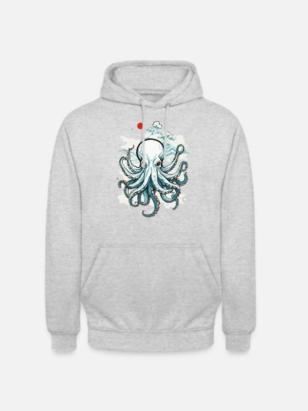 Japanese Octopus Octopus Ukiyo-E Sea Art - Unisex Hoodie - light heather grey