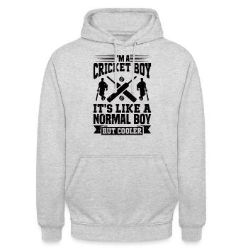 I'm A Cricket Boy It's Like A Normal Boy But Coole - Unisex Hoodie - Hellgrau meliert - Vorne - Alina (178cm) & Michal (187cm)