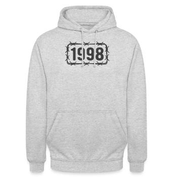 Anniversaire Vintage 1998 fil de fer barbelé - Sweat-shirt à capuche unisexe - gris clair chiné - Devant - Alina (178cm) & Michal (187cm)