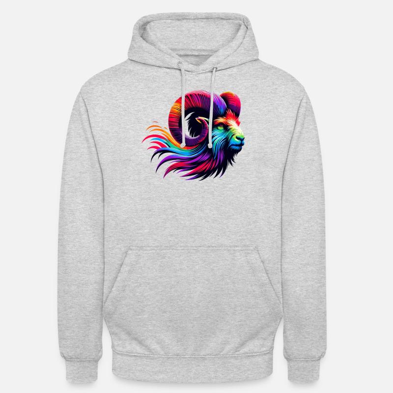 Widder Sternzeichen Lebendiges Regenbogen-Design - Unisex Hoodie - Hellgrau meliert