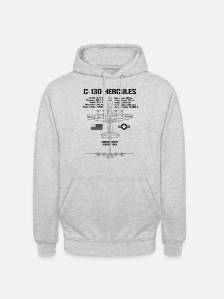 C-130 Hercules Specs Militärflugzeug C130 - Unisex Hoodie - Hellgrau meliert