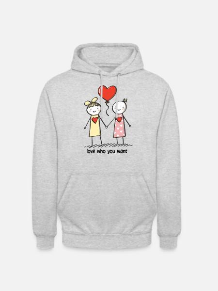 Stick Figure Lesbian Lovers Love - Unisex Hoodie - light heather grey