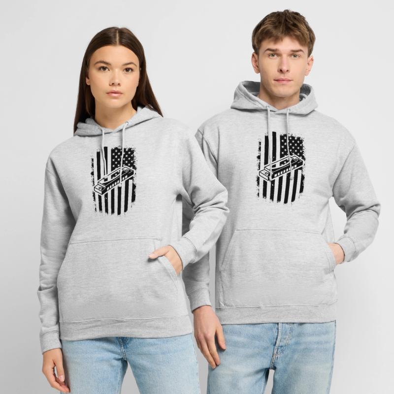 Harmonica Instrument Harmonica US Flag Harmonica M Sweat-shirt à capuche unisexe