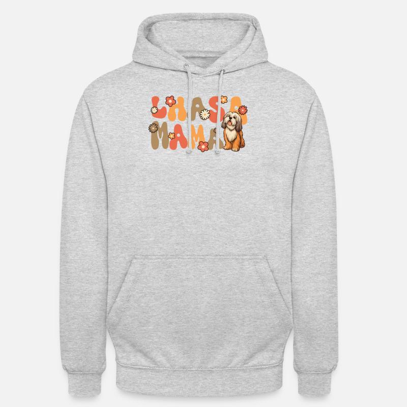 Lhassa Apso Groovy Lhassa Mama - Sweat-shirt à capuche unisexe - gris clair chiné