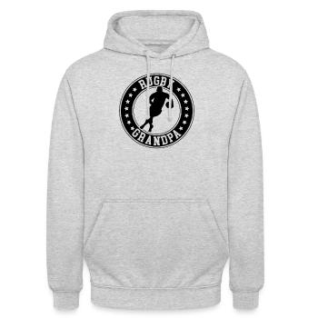 Rugby Grandpa Rugby Grandpa Rugby - Unisex Hoodie - Hellgrau meliert - Vorne - Alina (178cm) & Michal (187cm)