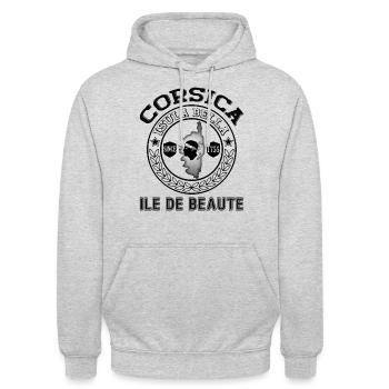Corsica Isula bella Ile de Beaute France - Unisex Hoodie - Hellgrau meliert - Vorne - Alina (178cm) & Michal (187cm)