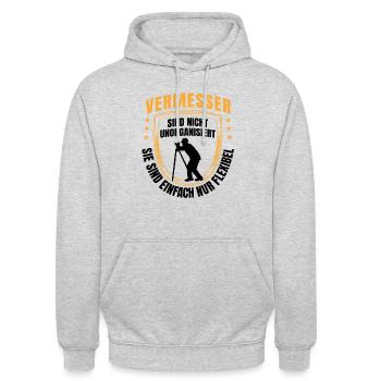 L’arpenteur est un arpenteur-géomètre flexible - Sweat-shirt à capuche unisexe - gris clair chiné - Devant - Alina (178cm) & Michal (187cm)