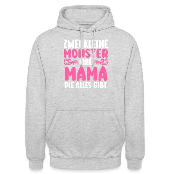Mama Von 2 Kindern - Unisex Hoodie - Hellgrau meliert - Vorne - Alina (178cm) & Michal (187cm)