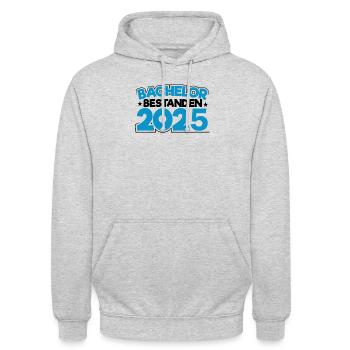 Bachelor 2025 Abschluss Promotion Sponsion - Unisex Hoodie - Hellgrau meliert - Vorne - Alina (178cm) & Michal (187cm)