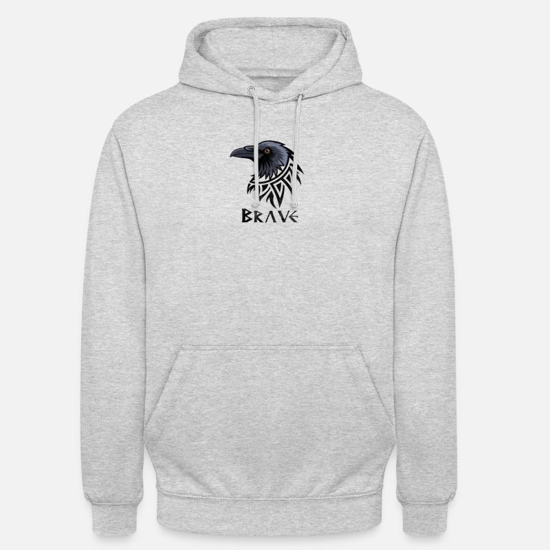 Brave Raven : emblème du courage - Sweat-shirt à capuche unisexe - gris clair chiné