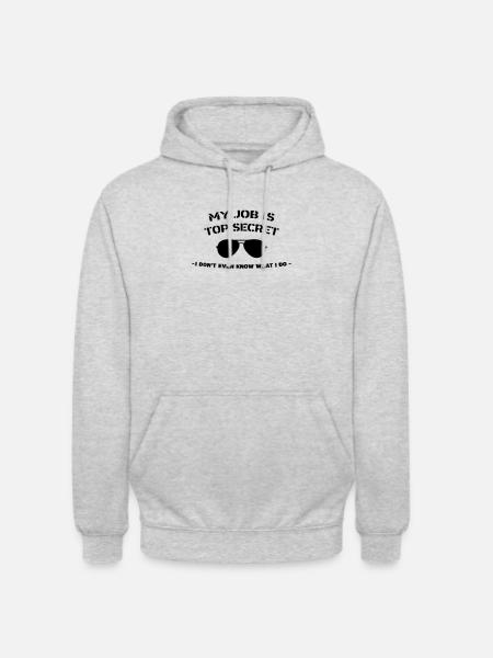 Top geheim agent: humoristische baan - Uniseks hoodie - lichtgrijs gemêleerd