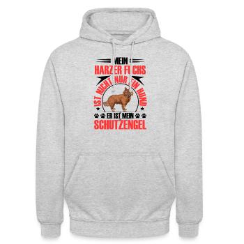 Harzer Fuchs beschützt mich Altdeutscher Hütehund - Unisex Hoodie - Hellgrau meliert - Vorne - Alina (178cm) & Michal (187cm)