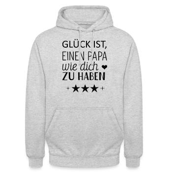Glück ist einen Papa wie dich zu haben Vatertag - Unisex Hoodie - Hellgrau meliert - Vorne - Alina (178cm) & Michal (187cm)