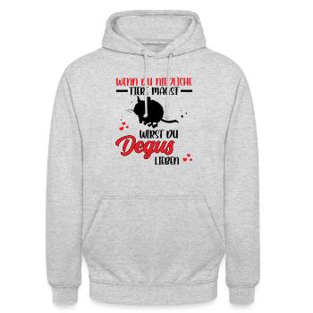 Degu ist niedlich Gewöhnlicher Degu - Unisex Hoodie - Hellgrau meliert - Vorne - Alina (178cm) & Michal (187cm)