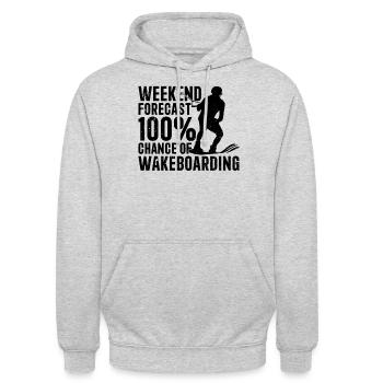 Weekend forecast 100% chance of Wakeboarding - Unisex Hoodie - Hellgrau meliert - Vorne - Alina (178cm) & Michal (187cm)