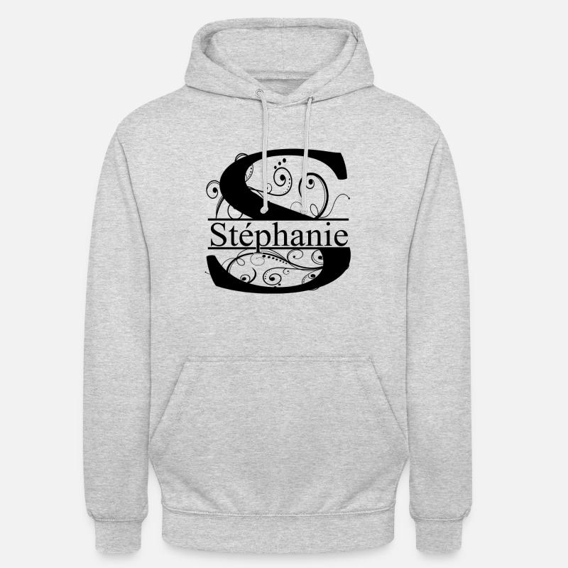 Monogramme avec le prénom Stéphanie - Sweat-shirt à capuche unisexe - gris clair chiné