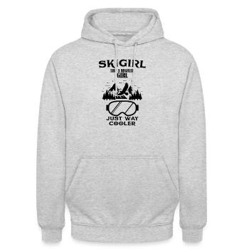 Ski Sport Skigirl Maedchen Spruch Geschenk - Unisex Hoodie - Hellgrau meliert - Vorne - Alina (178cm) & Michal (187cm)
