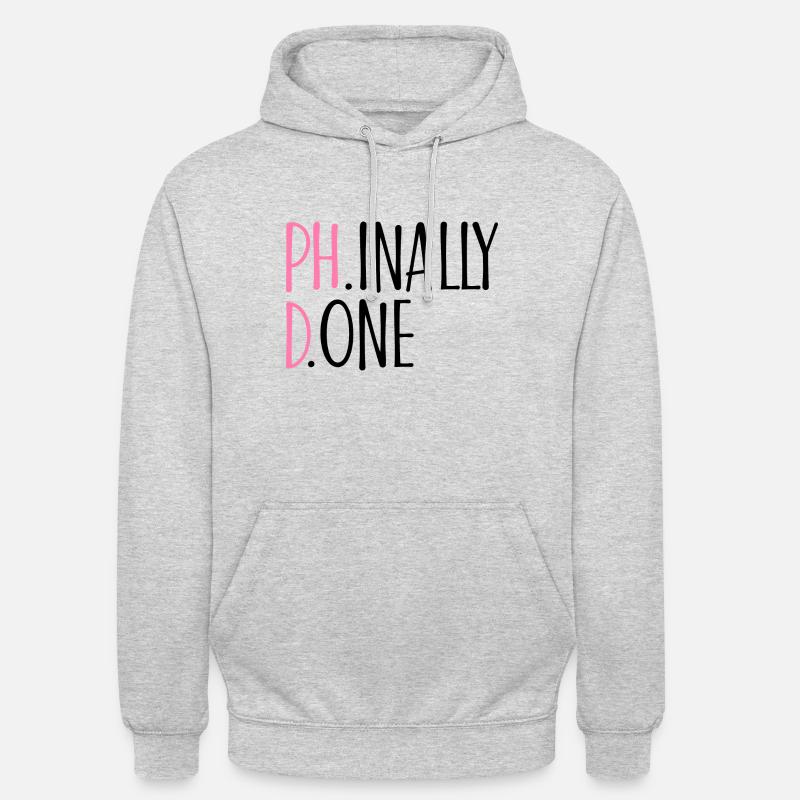 Phinally Done Phd Abschluss Geschenk - Unisex Hoodie - Hellgrau meliert