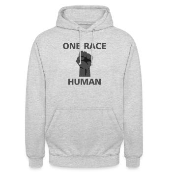 One Race Human Anti Rassismus Toleranz - Unisex Hoodie - Hellgrau meliert - Vorne - Alina (178cm) & Michal (187cm)