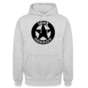 Dorf Sheriff Stern, Wilder Westen, Sheriffstern - Unisex Hoodie - Hellgrau meliert - Vorne - Alina (178cm) & Michal (187cm)