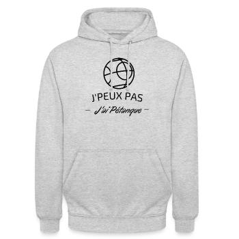 Je peux pas J'ai pétanque - Sweat-shirt à capuche unisexe - gris clair chiné - Devant - Alina (178cm) & Michal (187cm)