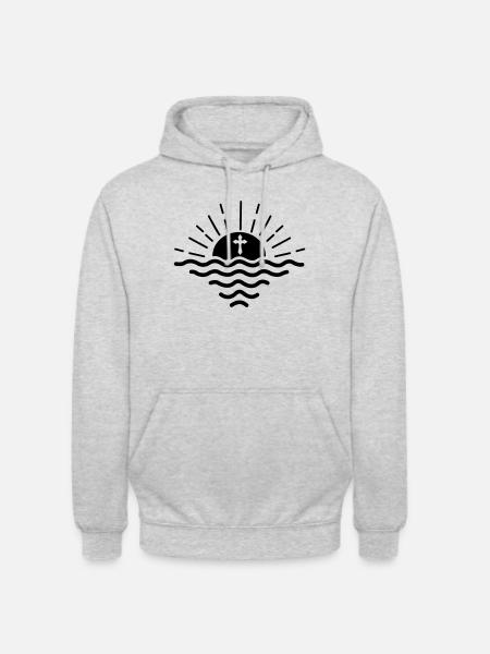sunset sea cross - Unisex Hoodie - light heather grey