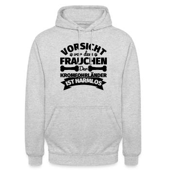 Kromfohrländer Frauchen lustig Geschenk - Unisex Hoodie - Hellgrau meliert - Vorne - Alina (178cm) & Michal (187cm)