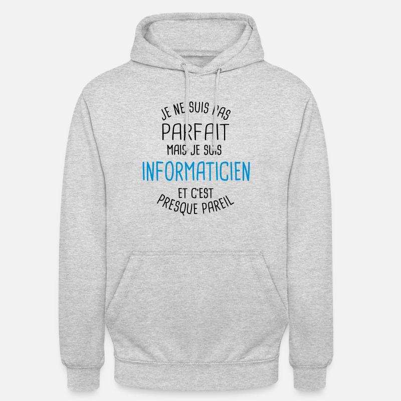 Pas parfait mais informaticien - Sweat-shirt à capuche unisexe - gris clair chiné