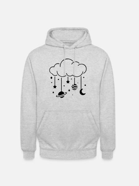 Clouds at night mobile - Unisex Hoodie - light heather grey