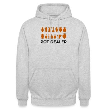 Potier en pot en pot drôle - Sweat-shirt à capuche unisexe - gris clair chiné - Devant - Alina (178cm) & Michal (187cm)