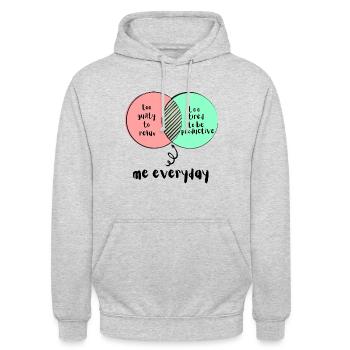 Venn Diagramm zu schuldig zu müde lustig Faultier - Unisex Hoodie - Hellgrau meliert - Vorne - Alina (178cm) & Michal (187cm)