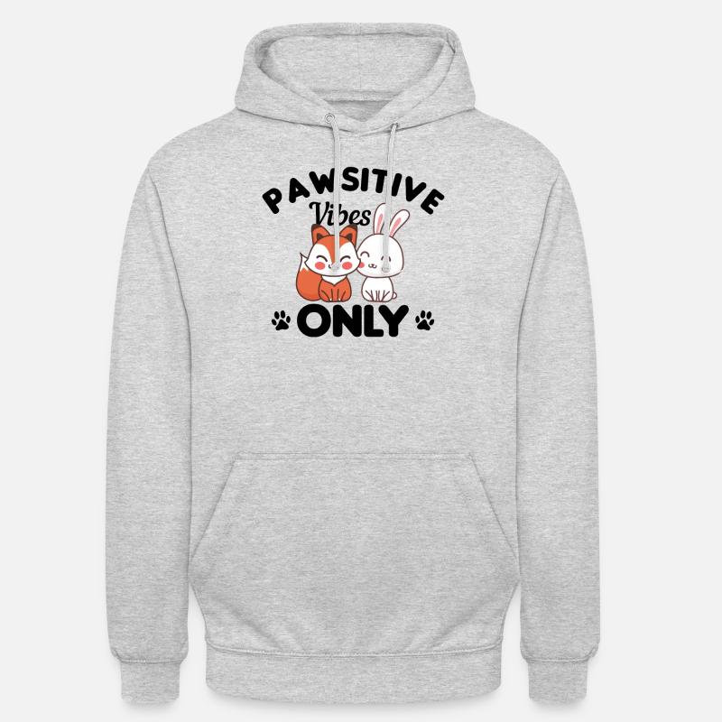 Tiere Pawsitive Vibes Nur Geschenk - Unisex Hoodie - Hellgrau meliert