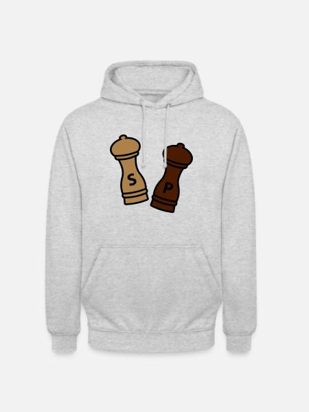 Peper en zout / cadeau idee hobbykok / kruiden - Uniseks hoodie - lichtgrijs gemêleerd