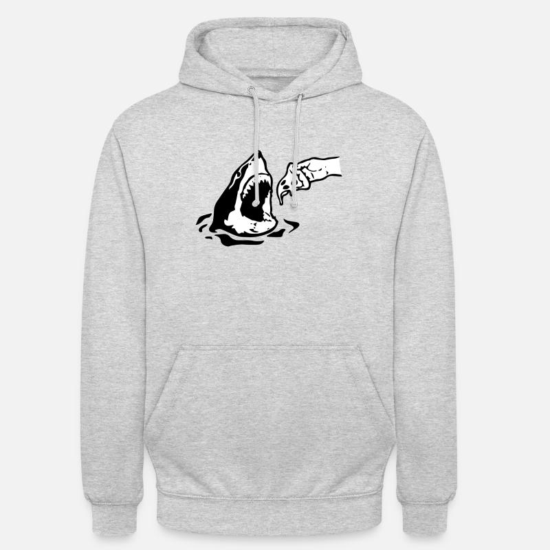 Hai mit Pizza Geschenk Idee - Unisex Hoodie - Hellgrau meliert