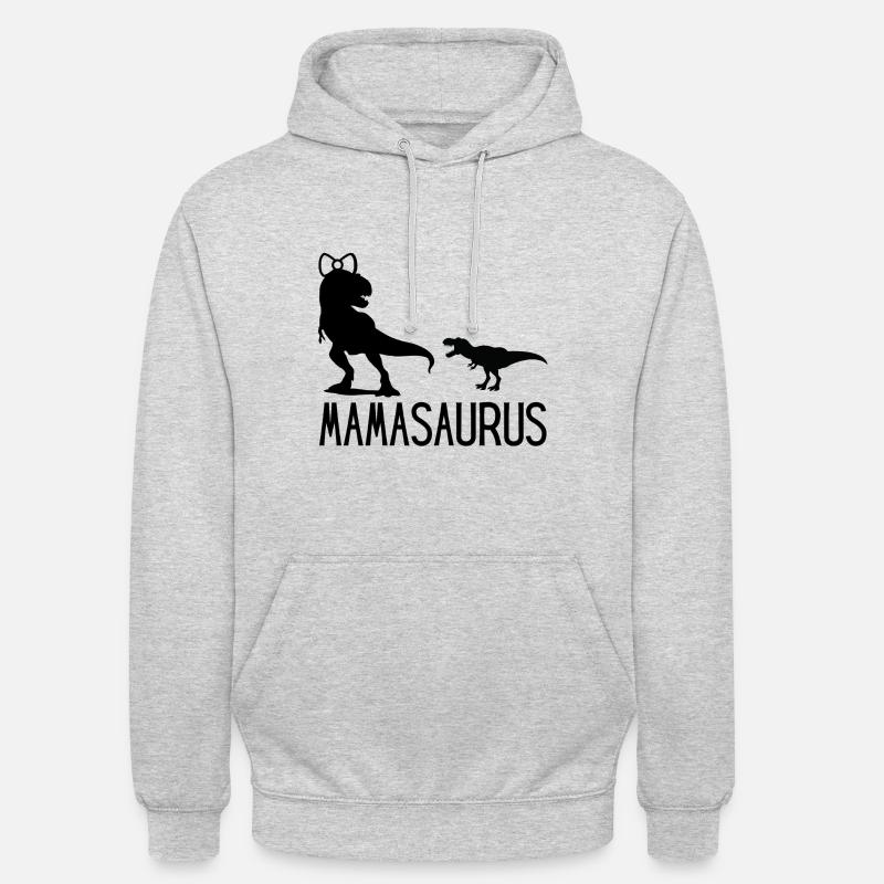 Mamasaurus, Dino, dinosaur, tyrex - Sweat-shirt à capuche unisexe - gris clair chiné