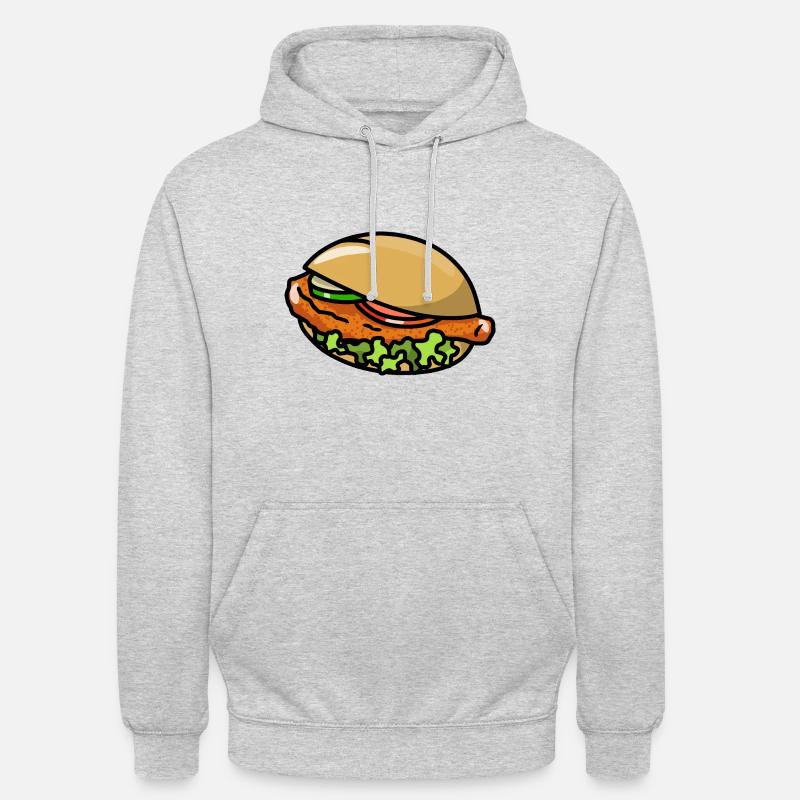 Hähnchen Schnitzel Schnitzelbrötchen Brötchen - Unisex Hoodie - Hellgrau meliert