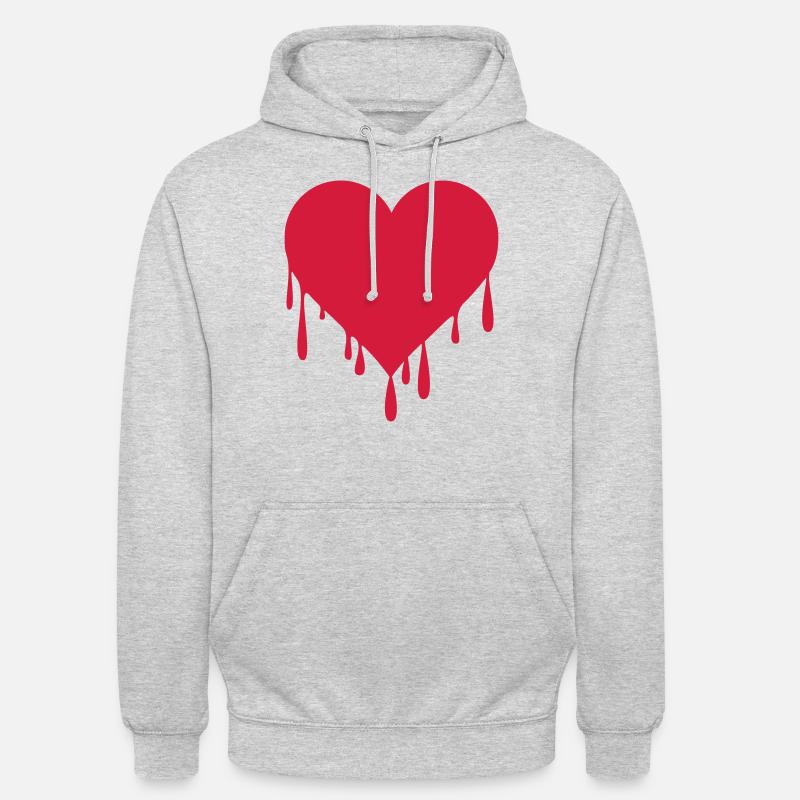 DRIPPING HEART - blutendes Herz - Unisex Hoodie - Hellgrau meliert