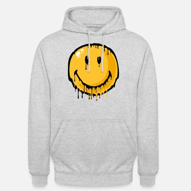 Smiley drip - Hættetrøje unisex - lysegrå meleret