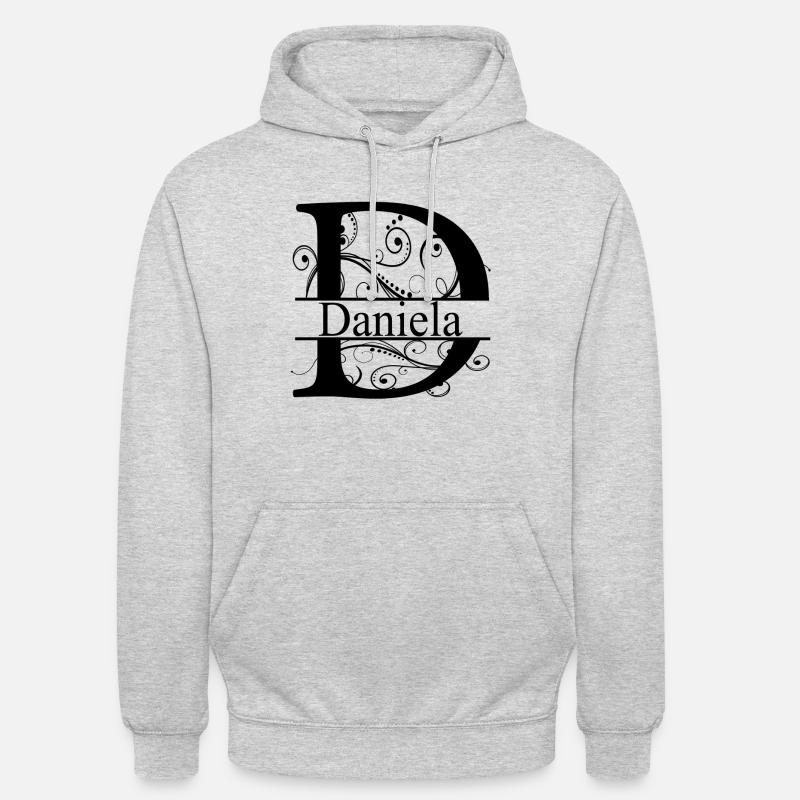 Monogram avec le prénom Daniela - Sweat-shirt à capuche unisexe - gris clair chiné