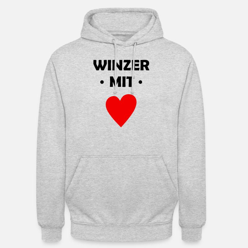 Winzer mit Herz - Unisex Hoodie - Hellgrau meliert