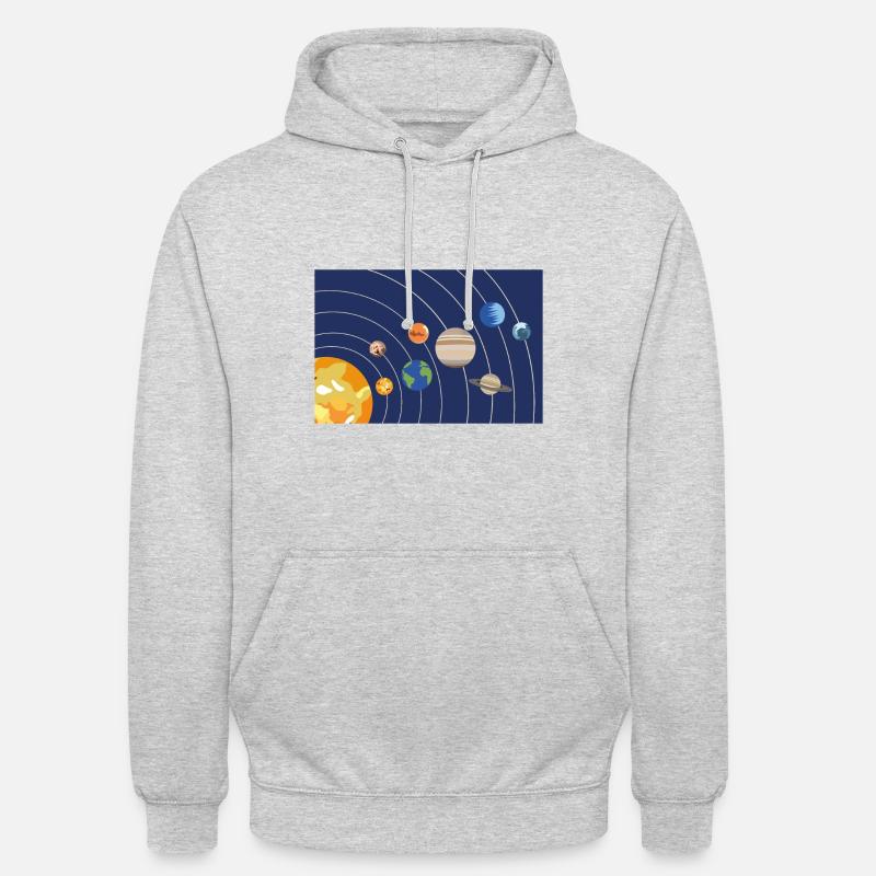Les orbites des planètes solaires du système solaire - Sweat-shirt à capuche unisexe - gris clair chiné