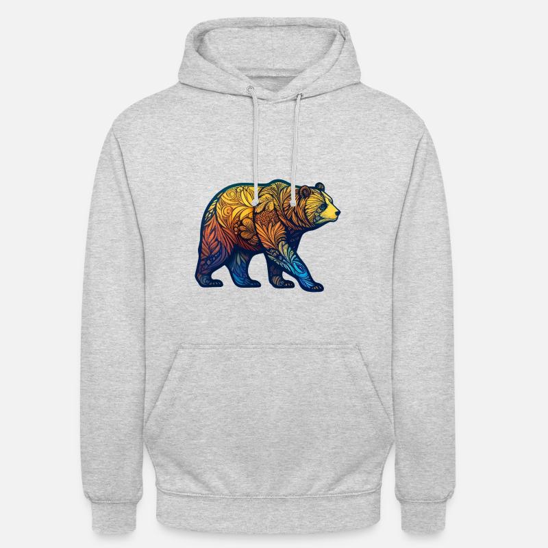 Bär mit farbigem Muster - Unisex Hoodie - Hellgrau meliert