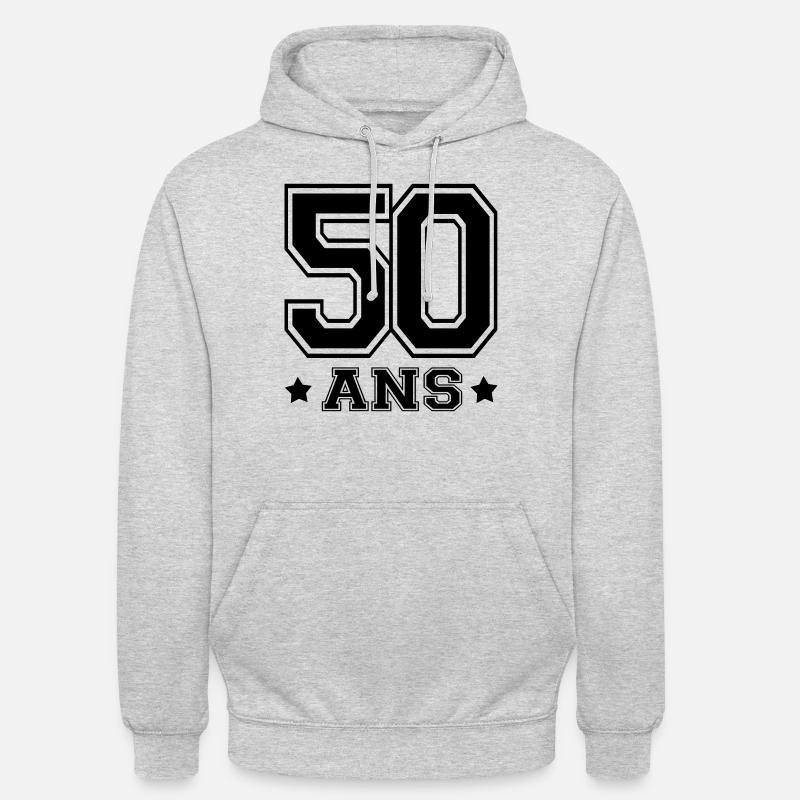 50 ANS - Sweat-shirt à capuche unisexe - gris clair chiné