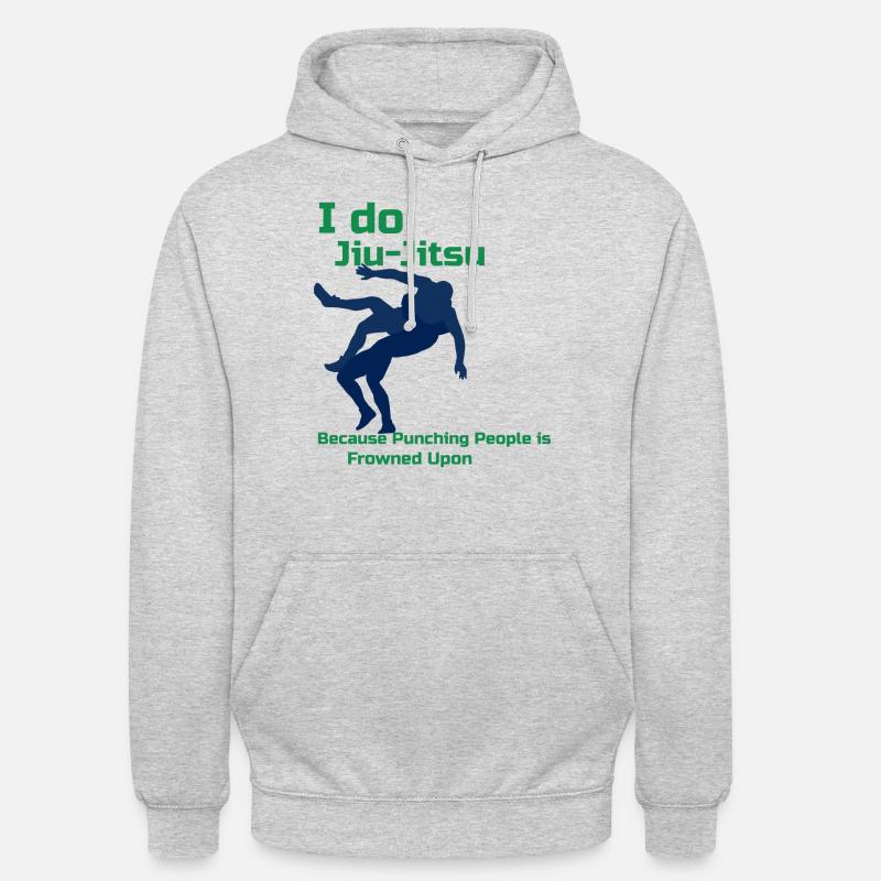 I Do Jiu Jitsu : Les coups de poing sont mal vus - Sweat-shirt à capuche unisexe - gris clair chiné
